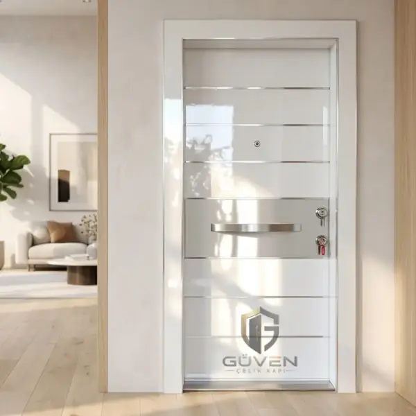 GV-1005 beyaz renkli lüks çelik kapı