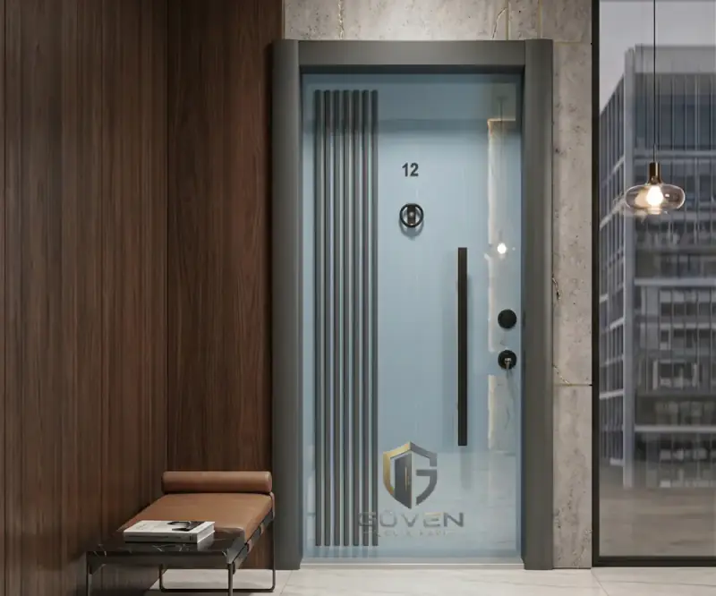 GV-1021 beyaz gri renkli lüks çelik kapı