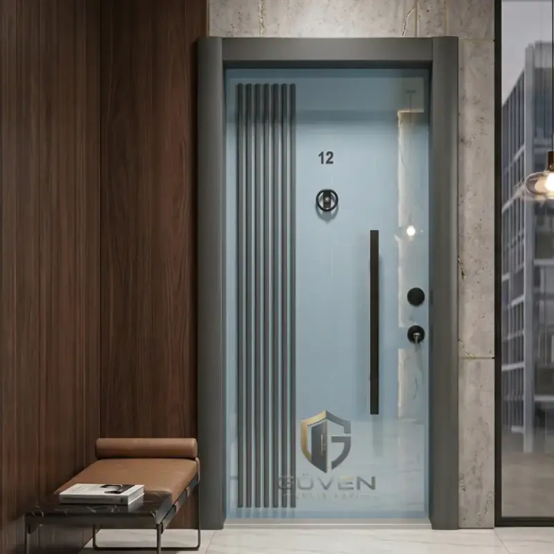 GV-1021 beyaz gri renkli lüks çelik kapı