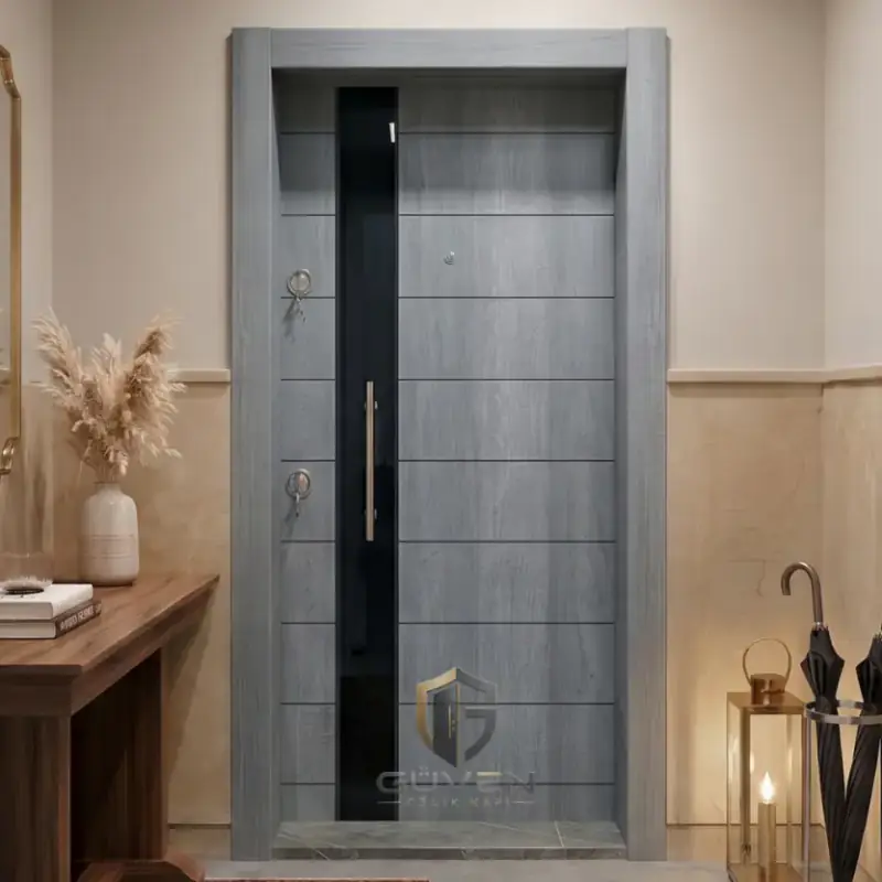 GV-1029 gri meşe renkli lüks çelik kapı