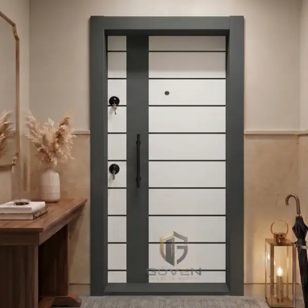 GV-1030 beyaz gri renkli lüks çelik kapı