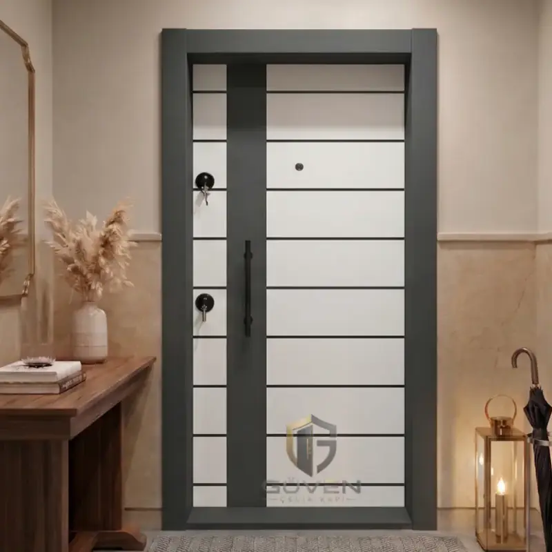 GV-1030 beyaz gri renkli lüks çelik kapı