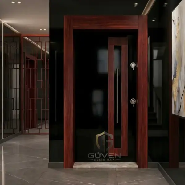 GV-1035 ceviz siyah renkli lüks çelik kapı