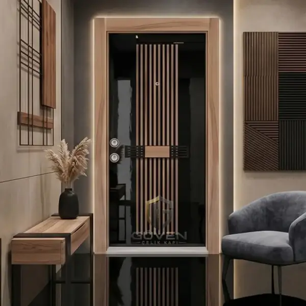 GV-1036 siyah meşe renkli lüks çelik kapı