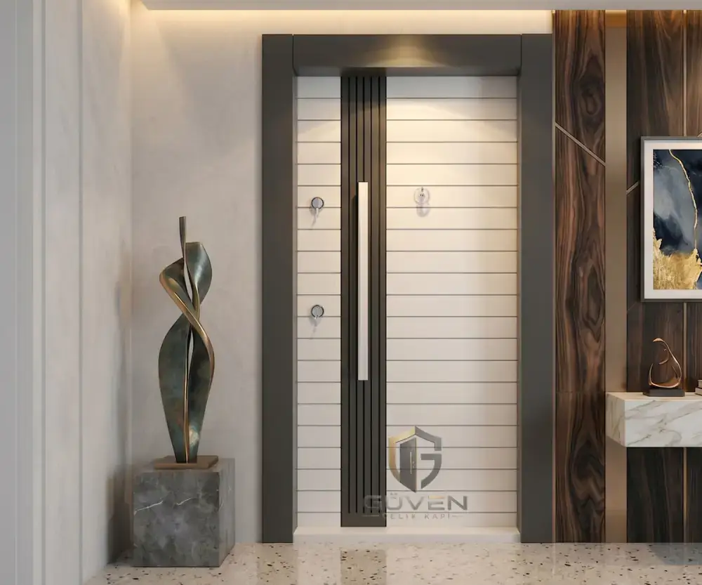 GV-1039 beyaz gri renkli lüks çelik kapı