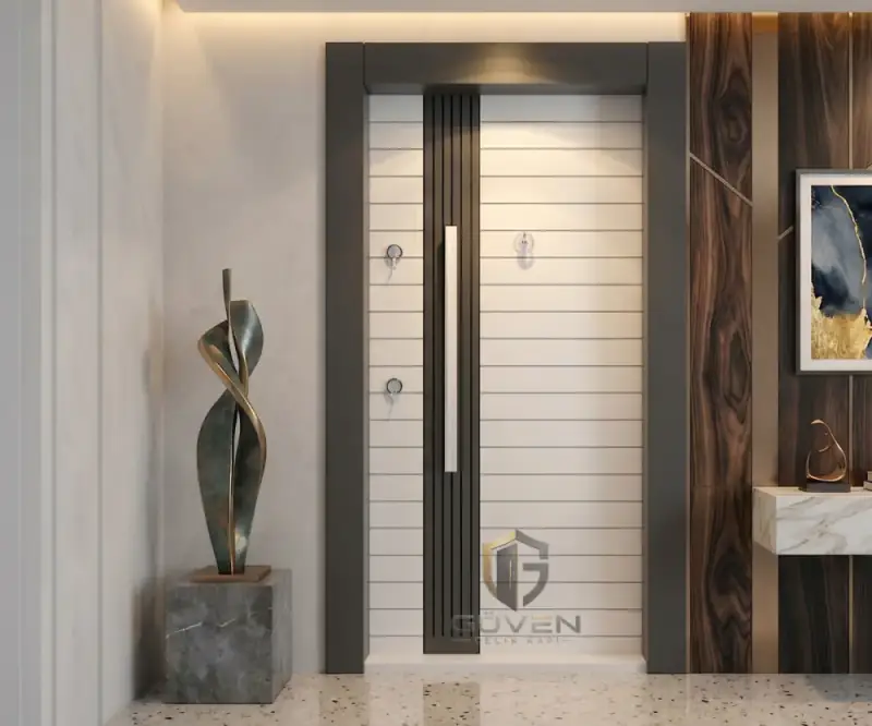 GV-1039 beyaz gri renkli lüks çelik kapı