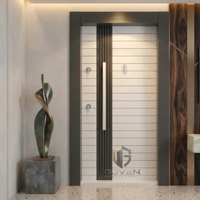 GV-1039 beyaz gri renkli lüks çelik kapı