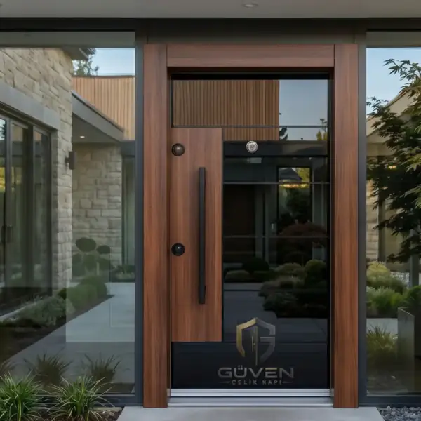 GV-1040 ceviz siyah renkli lüks çelik kapı