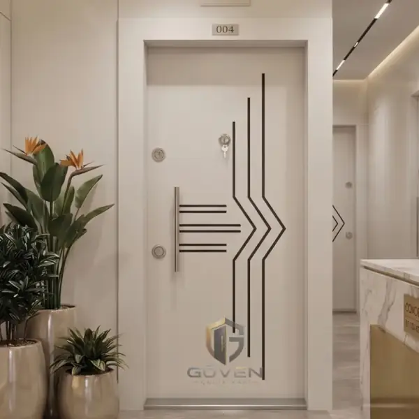 GV-2030 beyaz renkli prestij çelik kapı
