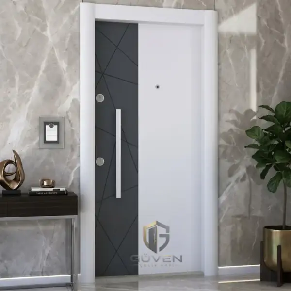 GV-2031 beyaz renkli prestij çelik kapı