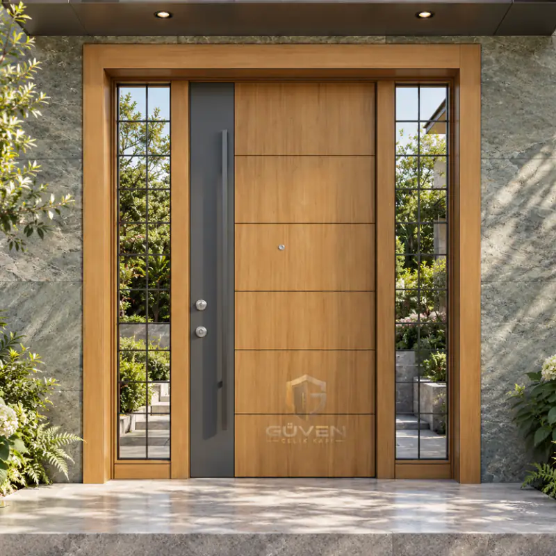 GV-5012 meşe antrasit renkli villa kapısı